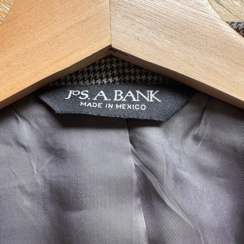 JOS A BANK Mens 46R GORDON Sport Coat Blazer 100% Wool Houndstooth‎ Gray Career - Picture 8 of 11